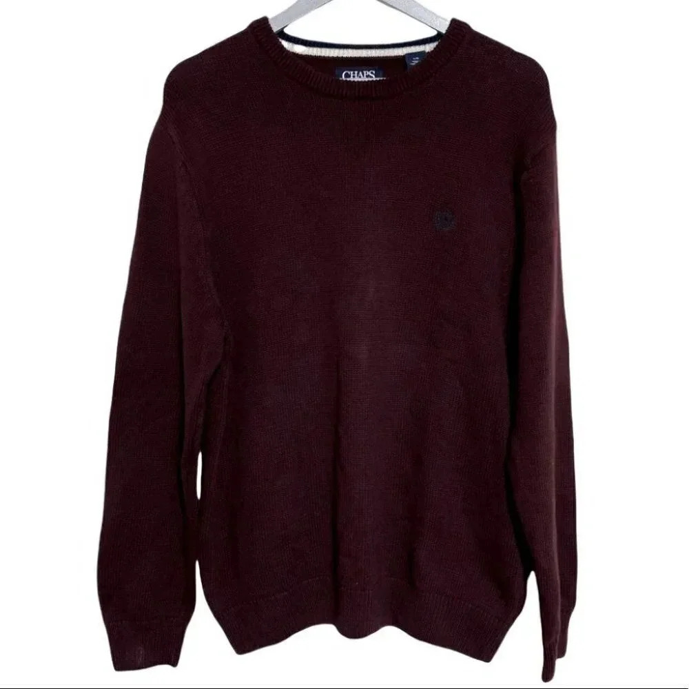 Chaps L men’s burgundy crew sweater‎